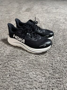 Hoka Black and White Youth Running Sneakers